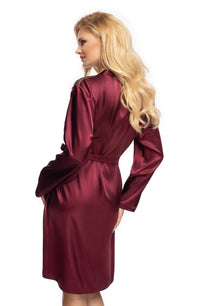 Linsori Mulberry Satin Embroidered Robe - detail view