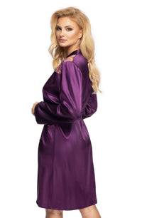 Linsori Amethyst Floral Embroidered Satin Robe - detail view