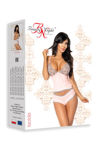 Linsori Blush Pink Lace Cami Floral Lace Set - detail view