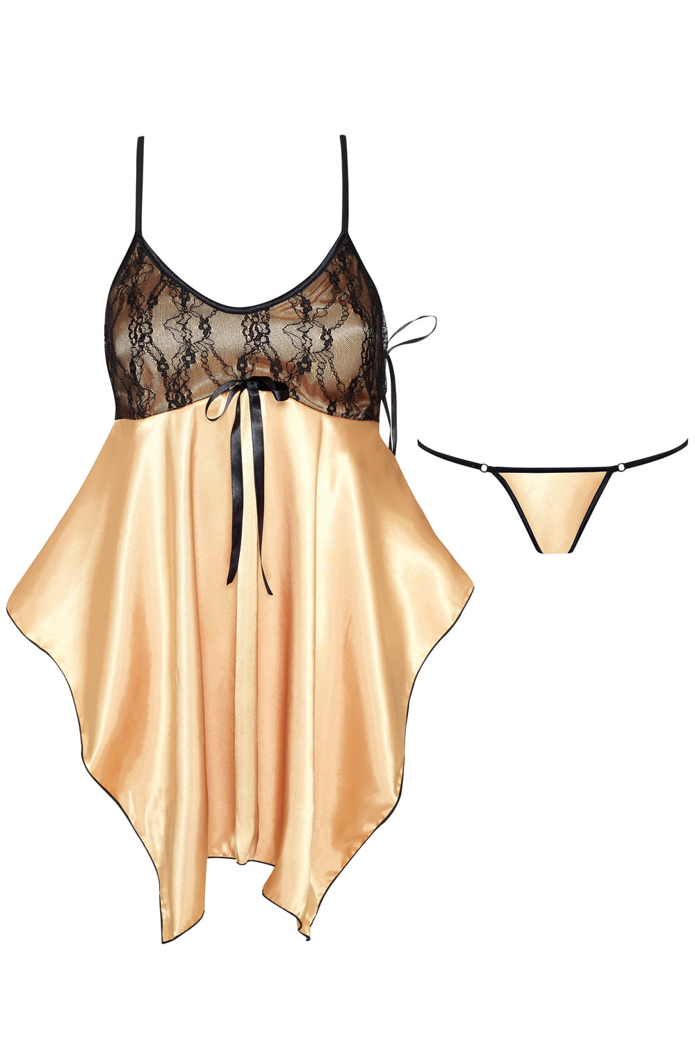 Linsori Golden Satin Julieta Chemise - detail view