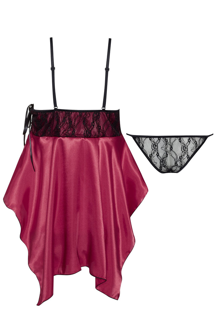 Linsori Amethyst Satin Lace Chemise - detail view
