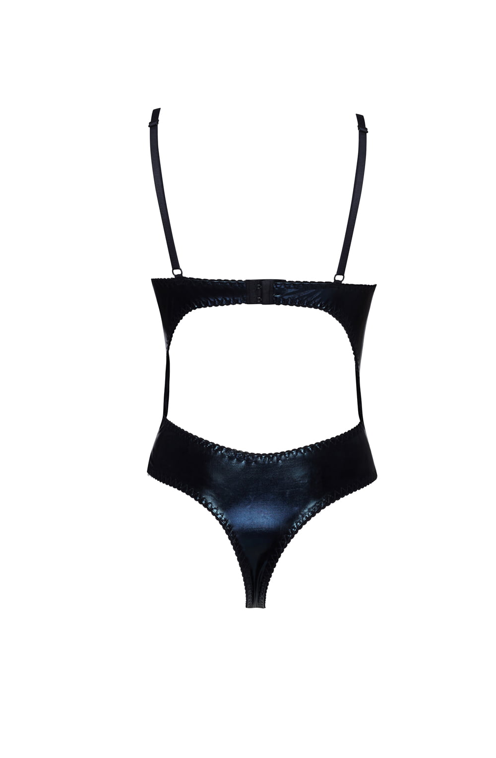 Linsori Noir Shine Floral Lace Teddy - close-up