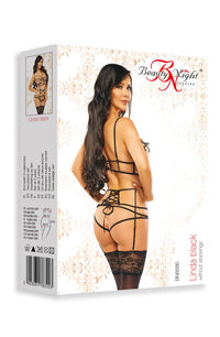 Linsori Noir Embroidered Strappy Lingerie Set - lifestyle view