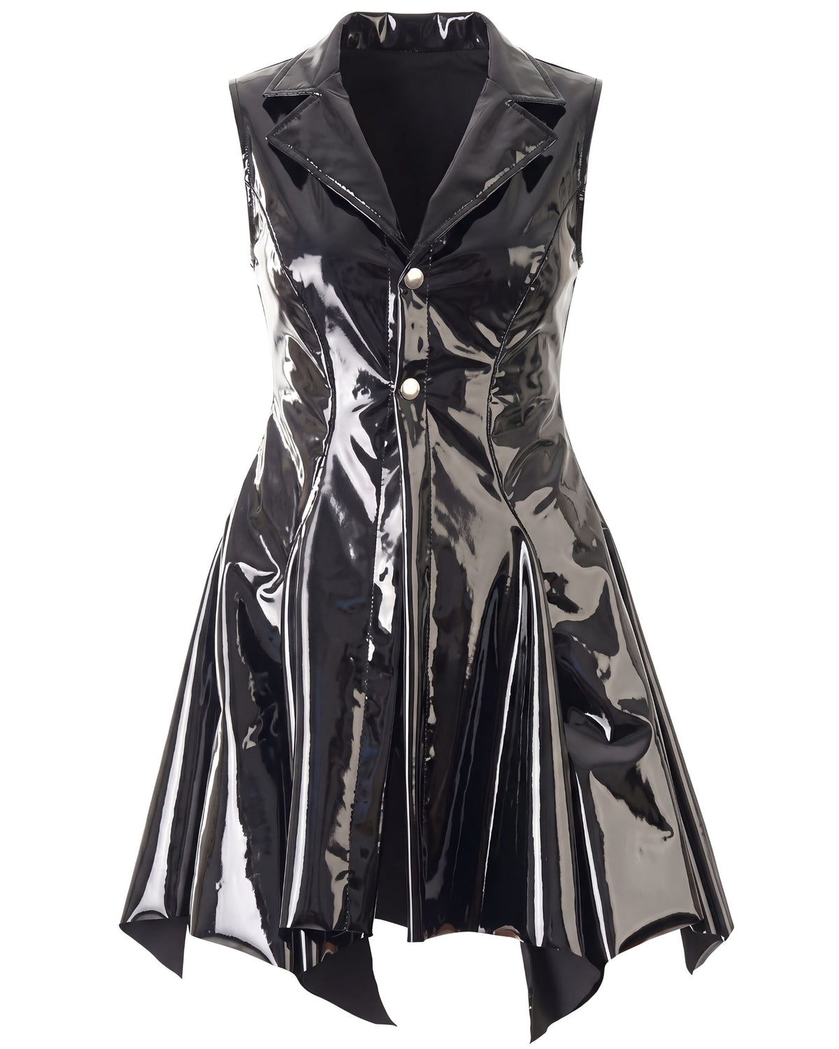 Linsori Obsidian Wet Look Club Dress Plus Size - White background view