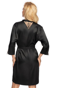 Linsori Noir Satin Embroidered Robe - detail view