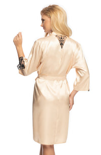 Linsori Noir Satin Embroidered Robe - product view