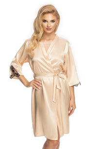 Linsori Noir Satin Embroidered Robe - side view