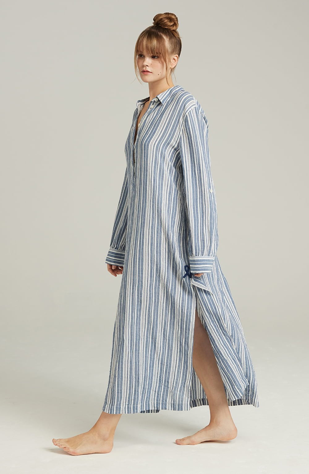 Linsori Pearl Cotton Maxi Sleep Shirt - back view