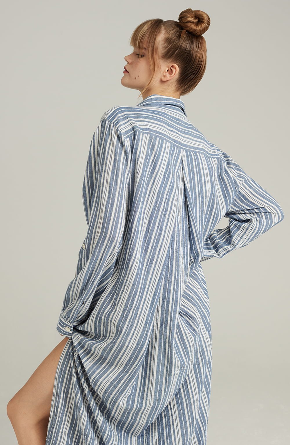 Linsori Pearl Cotton Maxi Sleep Shirt - side view