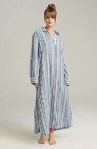 Linsori Pearl Cotton Maxi Sleep Shirt - close-up