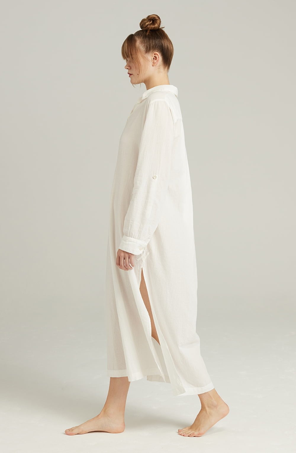 Linsori Pearl Cotton Maxi Sleep Shirt - back view