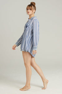 Linsori Porcelain Organic Cotton Midi Shirt - side view