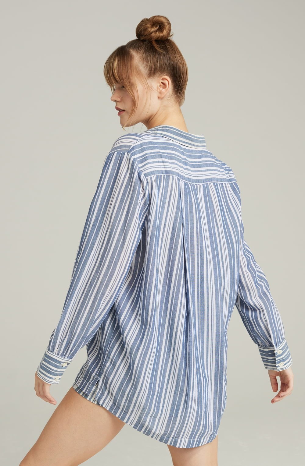 Linsori Porcelain Organic Cotton Midi Shirt - styled view