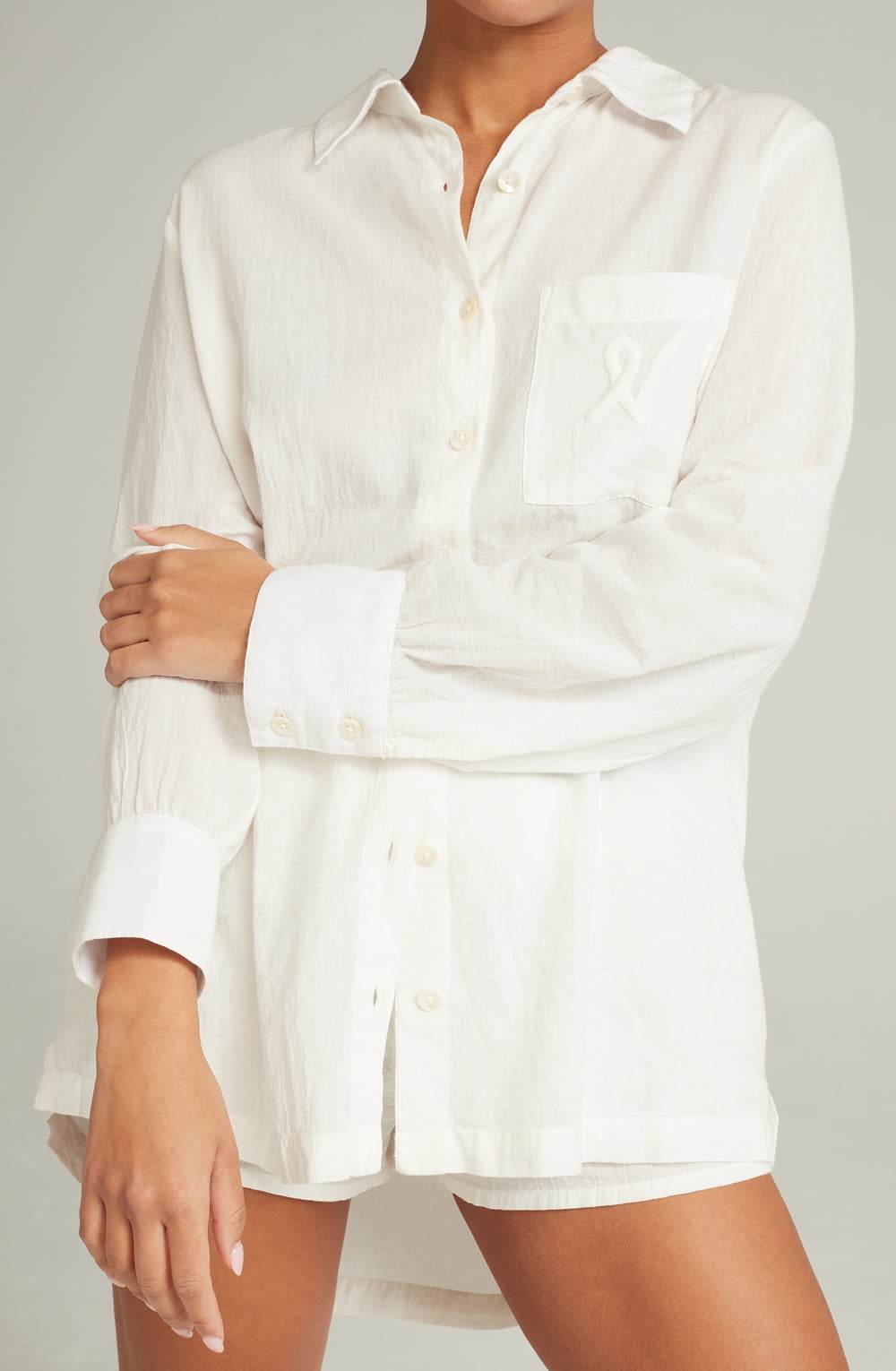 Linsori Porcelain Organic Cotton Midi Shirt - detail view