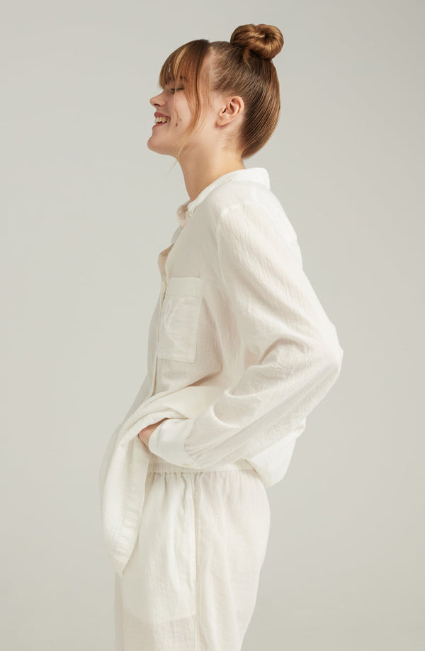 Linsori Porcelain Organic Cotton Midi Shirt - back view