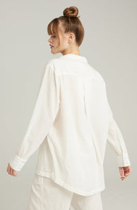 Linsori Porcelain Organic Cotton Midi Shirt - side view