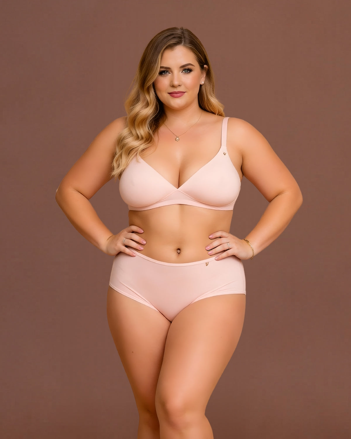 Linsori Blush Pink Stretch Bralette - Front view 
