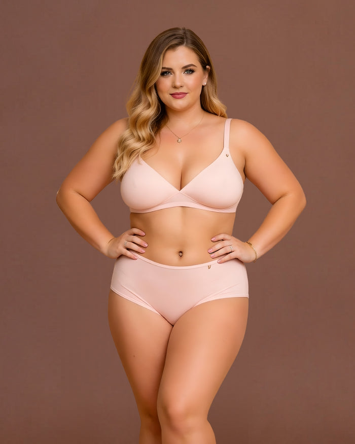 Linsori Blush Pink Stretch Bralette - Front view 