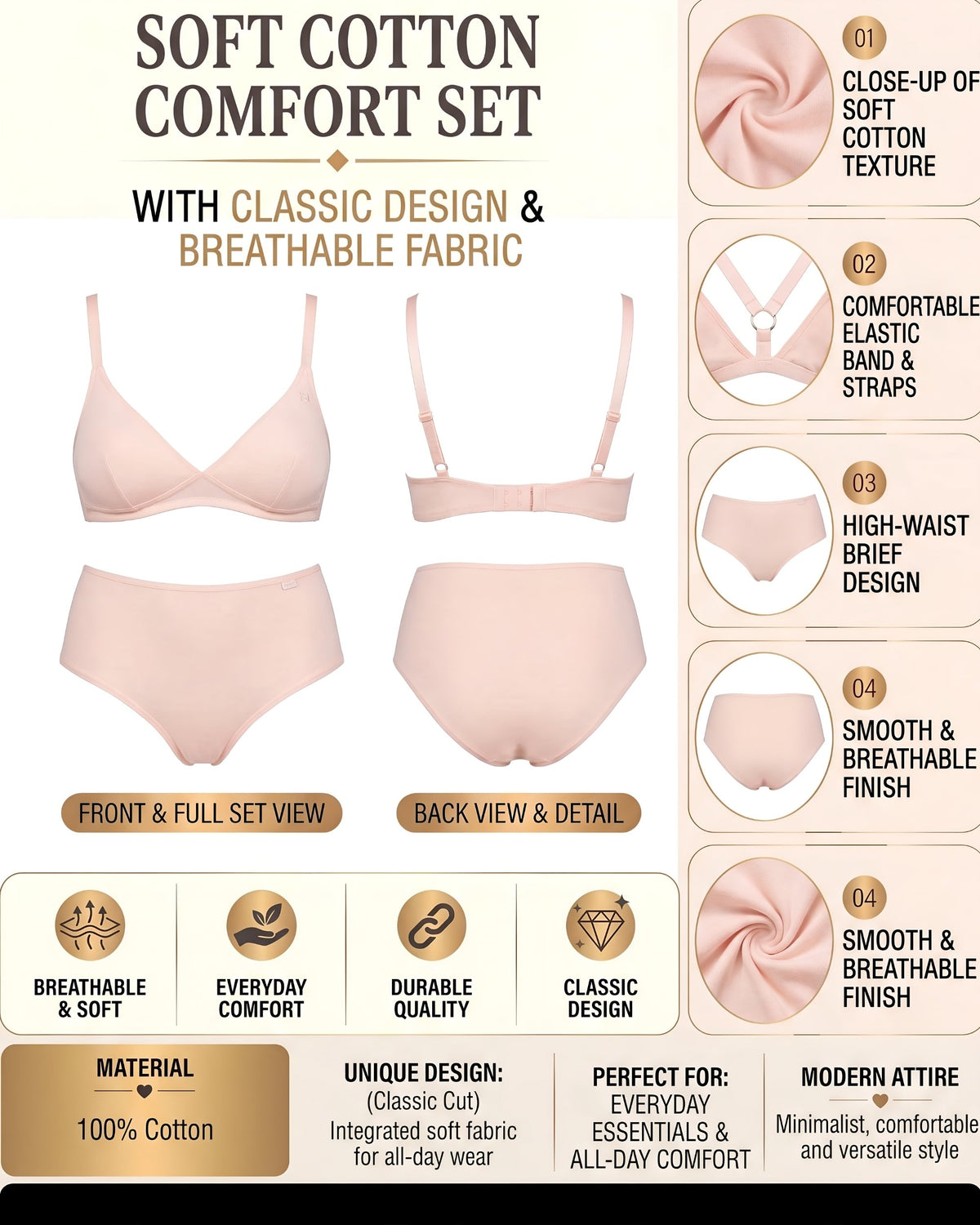 Linsori Blush Pink Stretch Bralette -  Product detail view