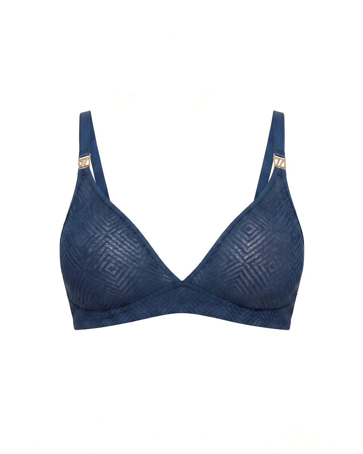 Linsori Sapphire Deco Lace Bralette Plus Size - White background view