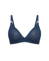 Linsori Sapphire Deco Lace Bralette Plus Size - White background view
