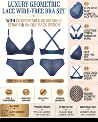 Linsori Sapphire Deco Lace Bralette Plus Size -  Product detail view