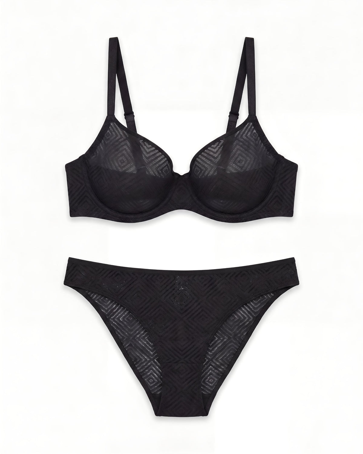 Linsori Deco Noir Lift Balcony Bra Plus Size - White background view