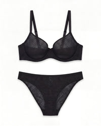 Linsori Deco Noir Lift Balcony Bra Plus Size - White background view