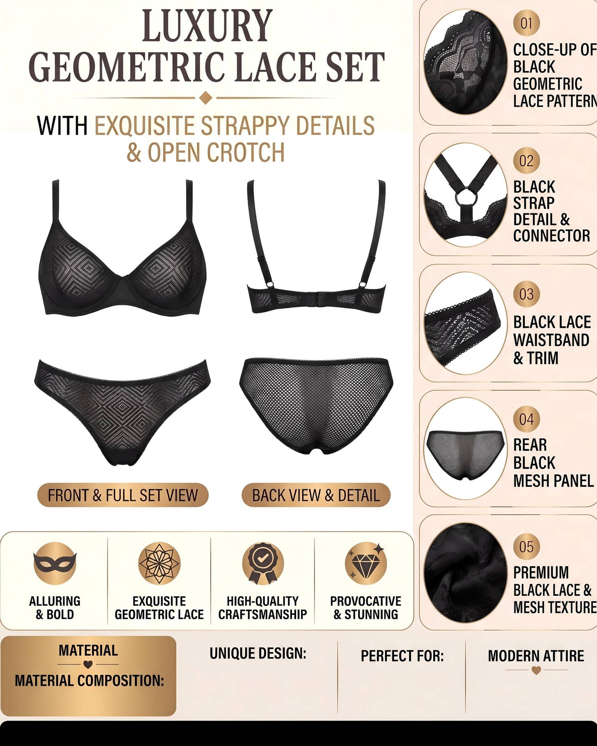 Deco Noir Lift Balcony Bra Plus Size
