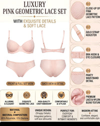 Linsori Blush Deco Lace Balcony Bra Plus Size -  Product detail view
