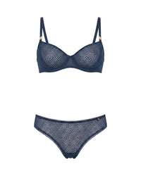 linsori Art Deco Indigo Balcony Bra Plus Size - White background view
