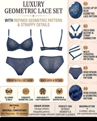 linsori Art Deco Indigo Balcony Bra Plus Size -  Product detail view