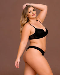 Linsori Noir Deco Sheer Delicate Thong - Right view