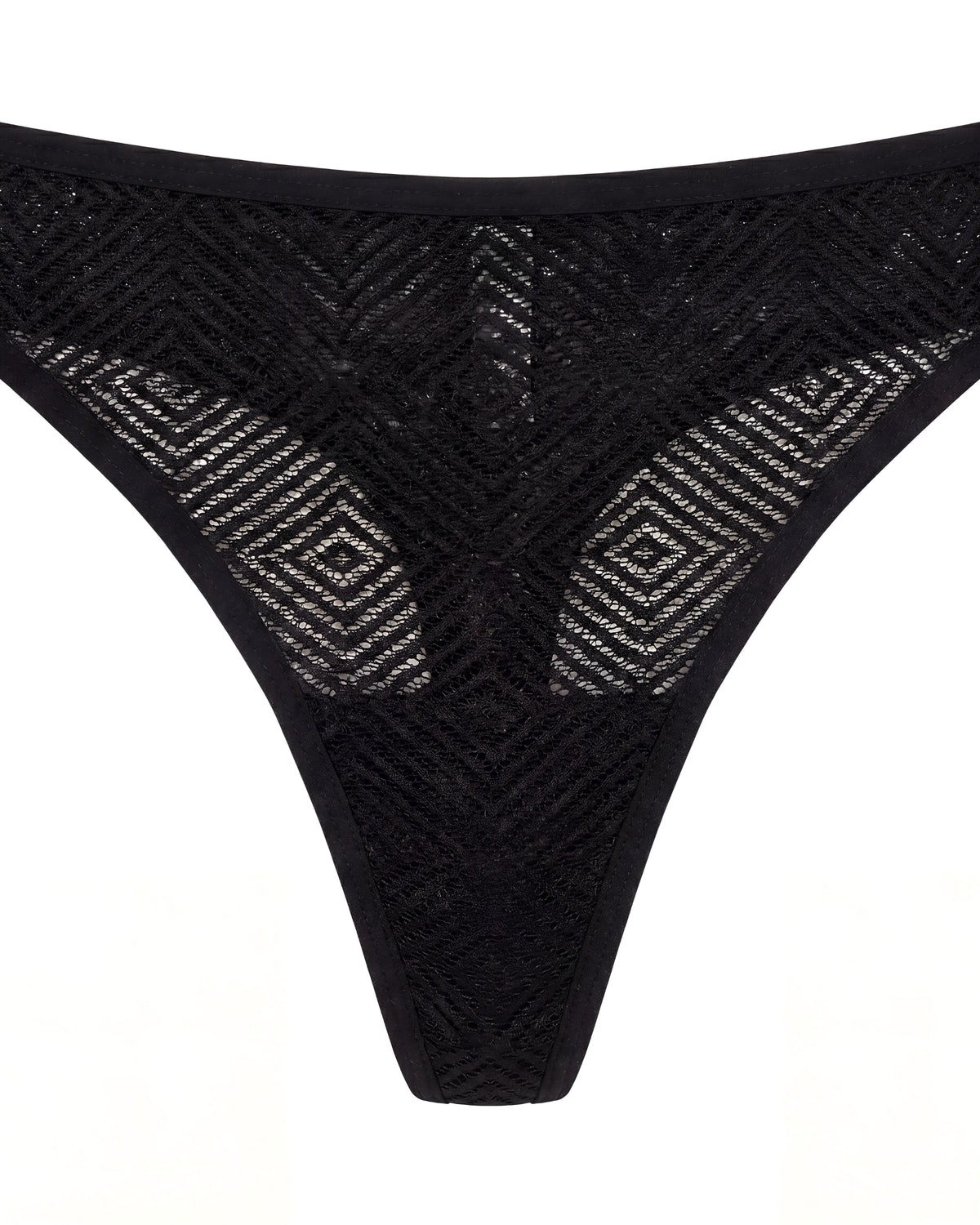 Linsori Noir Deco Sheer Delicate Thong -White background view