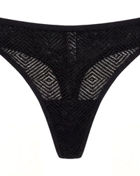 Linsori Noir Deco Sheer Delicate Thong -White background view