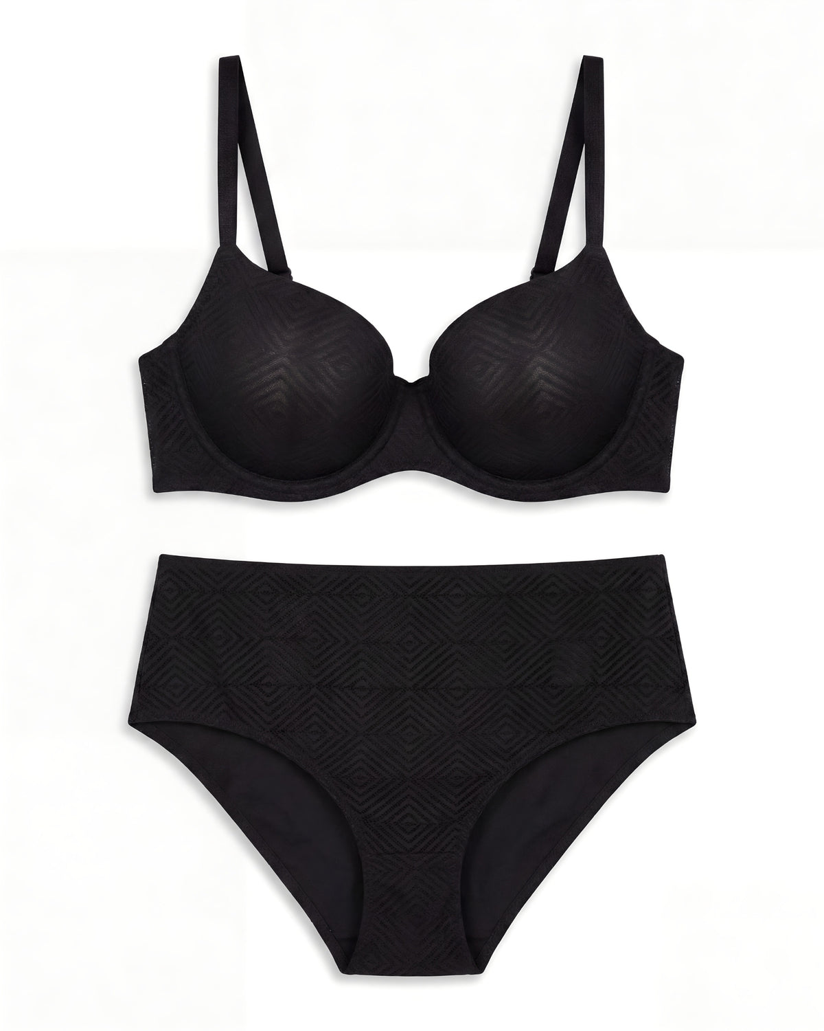 Linsori Noir Deco High Leg Delicate Brief - White background view