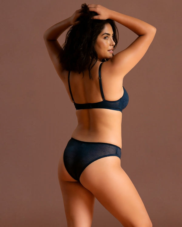 linsori Navy Deco High Leg Delicate Brief -  back view