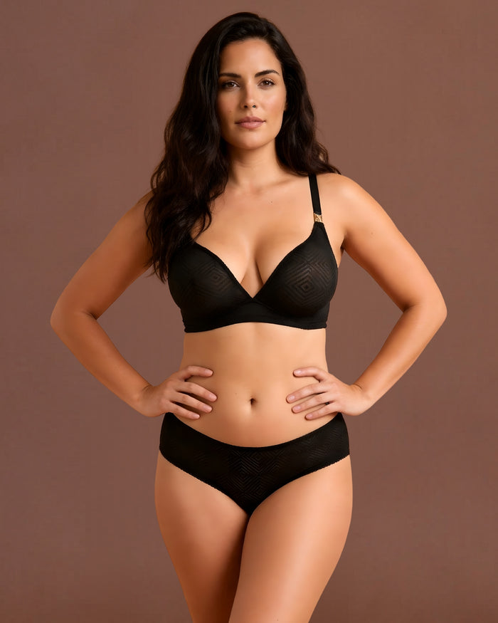 Linsori Noir Deco Sheer Hipster - Front view 