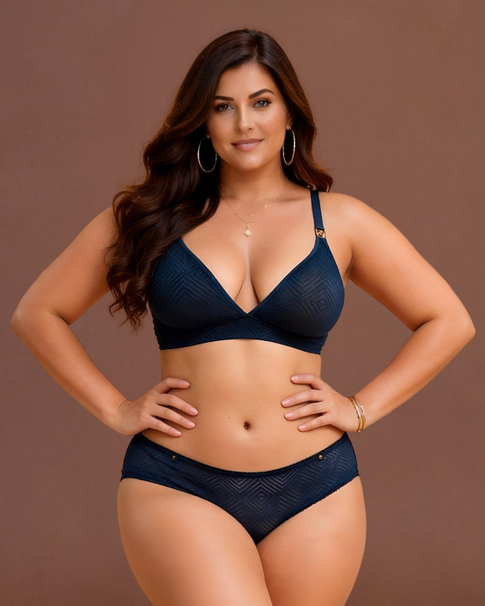 Linsori Navy Deco Sheer Hipster - Front view 