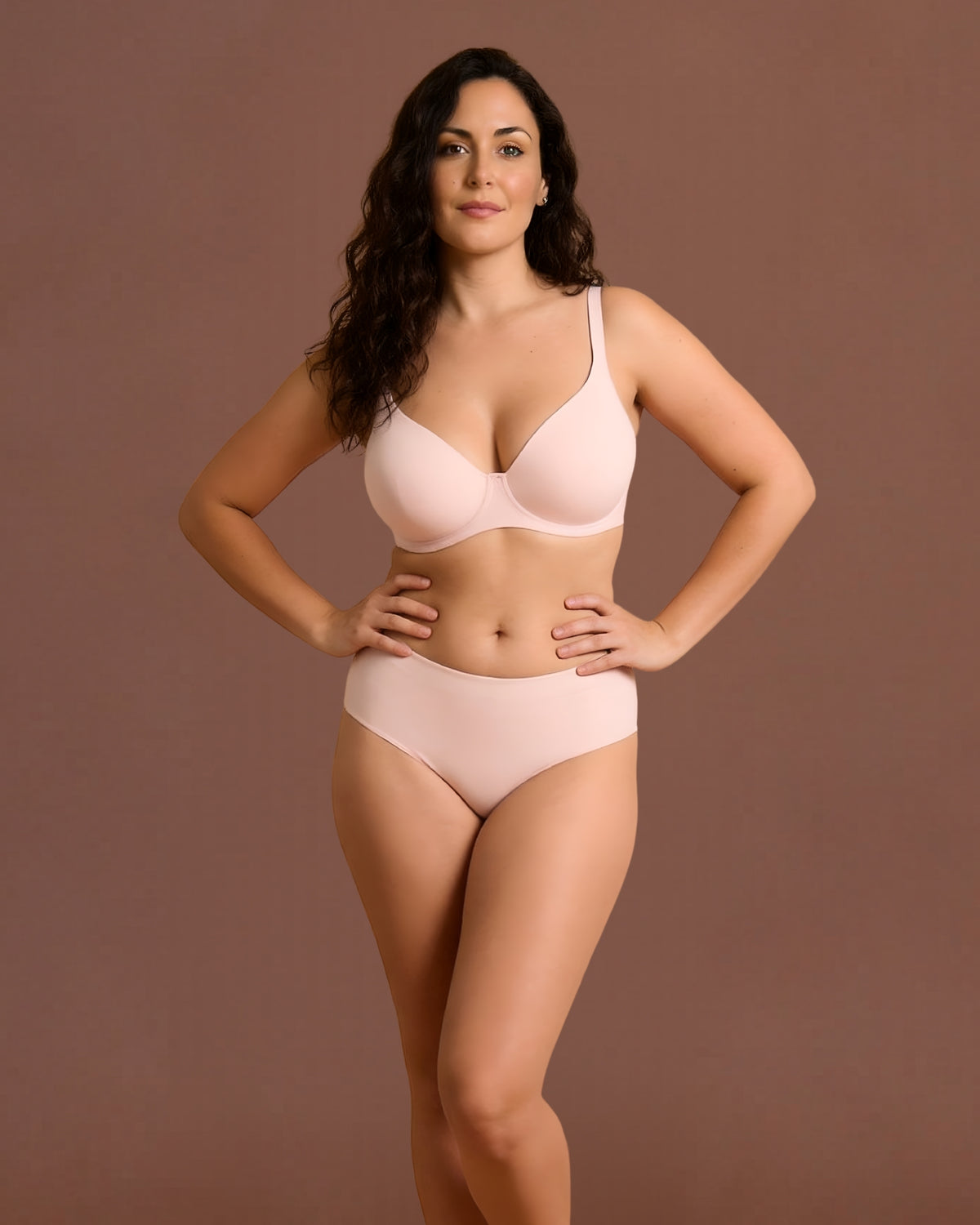 Linsori Blush Full Coverage Support Bra Plus Size - Front view 