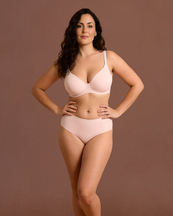 Linsori Blush Full Coverage Support Bra Plus Size - Front view 