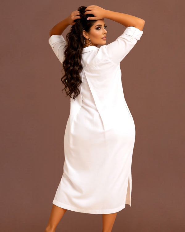 Linsori Pearl Cotton Maxi Sleep Shirt -  back view