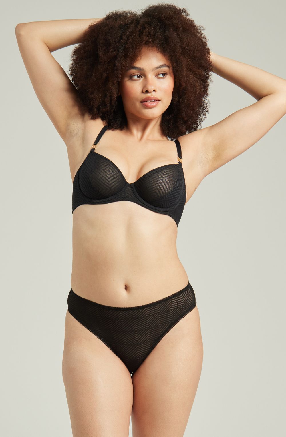Linsori Noir Deco High Leg Delicate Brief - back view