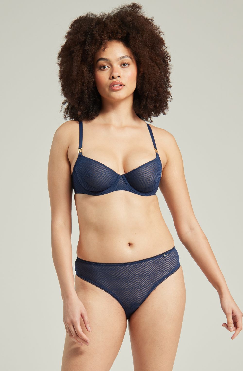 Linsori Noir Deco High Leg Delicate Brief - styled view