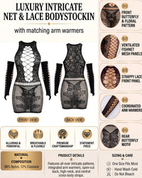Linsori Obsidian Fishnet Mini Dress -  Product detail view