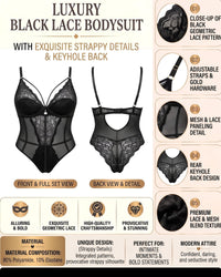 Linsori Sapphire Lace Seduction Bodysuit Plus Size -  Product detail view