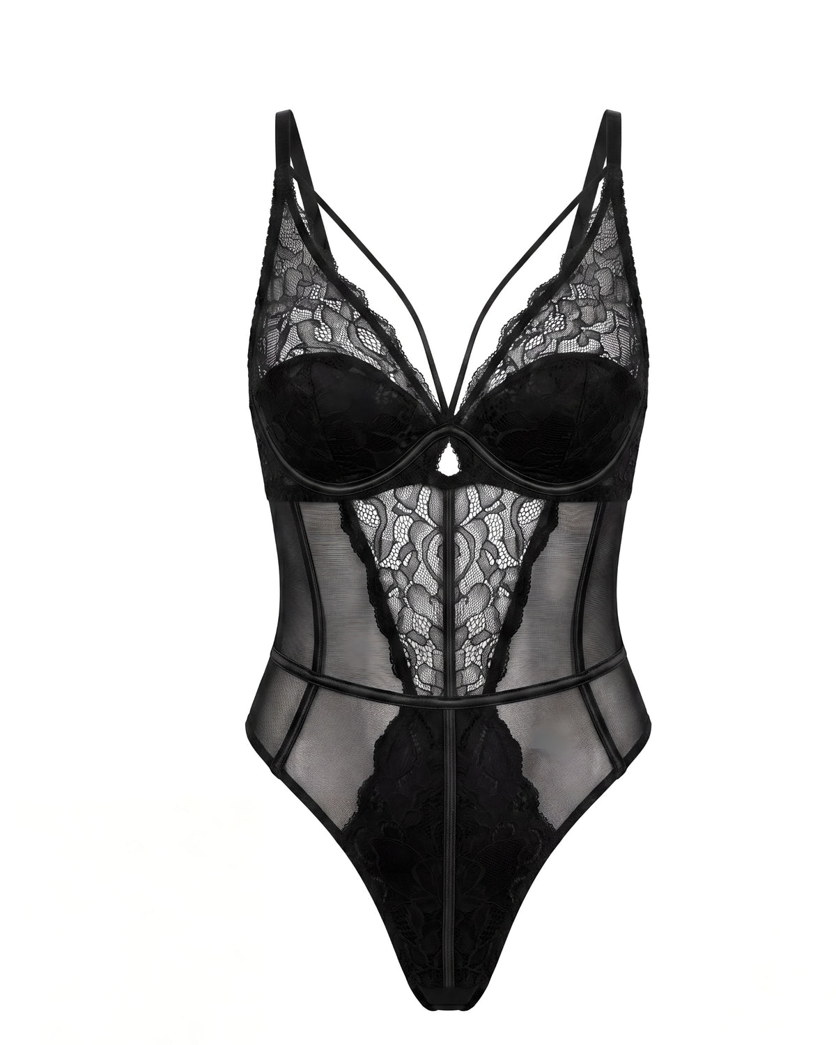 Linsori Sapphire Lace Seduction Bodysuit Plus Size - White background view