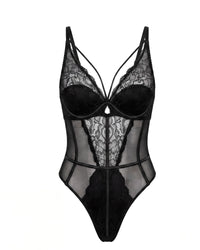 Linsori Sapphire Lace Seduction Bodysuit Plus Size - White background view