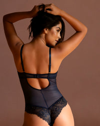 Linsori Sapphire Lace Seduction Bodysuit Plus Size -  back view