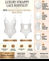 Linsori Pearl Scallop Lace Bodysuit Plus Size -  Product detail view